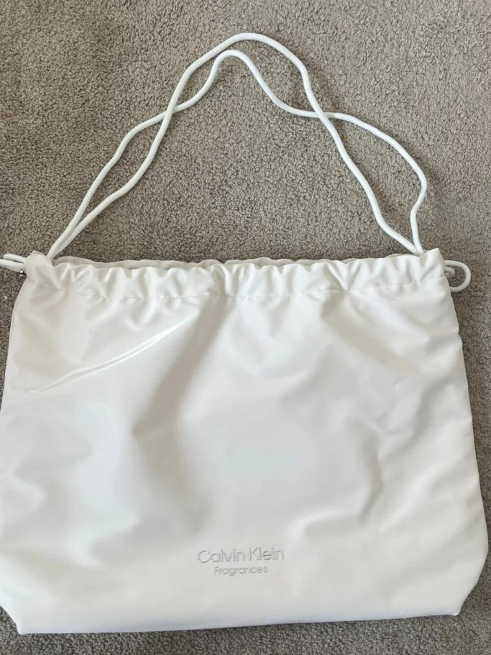 Calvin Klein Fragrances Bag White Drawstring Tote Promo